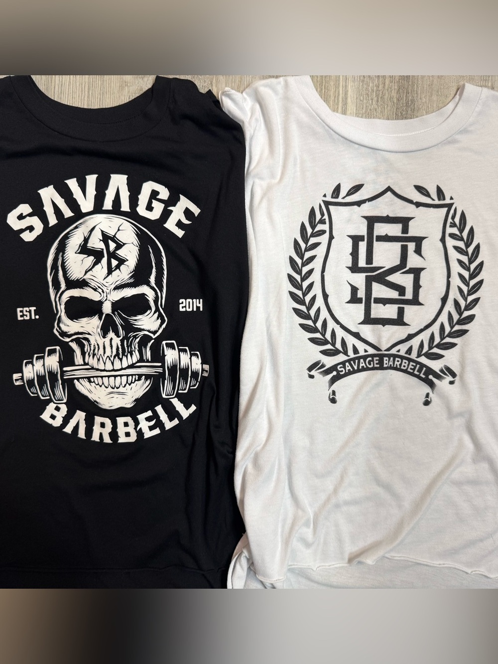 **2 PACK*Savage Barbell Black & White CrossFit & Powerlifting Muscle Tee - Small